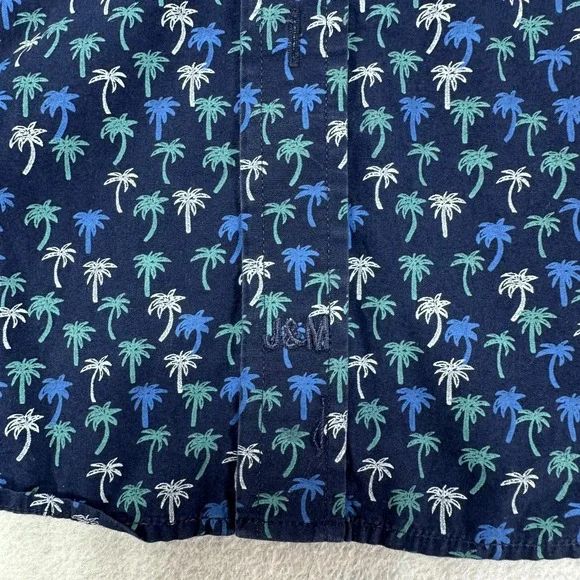 Johnston‎ & Murphy Shirt Mens Medium Blue Palm Tree AOP Print Button Up Tropical - Picture 3 of 10